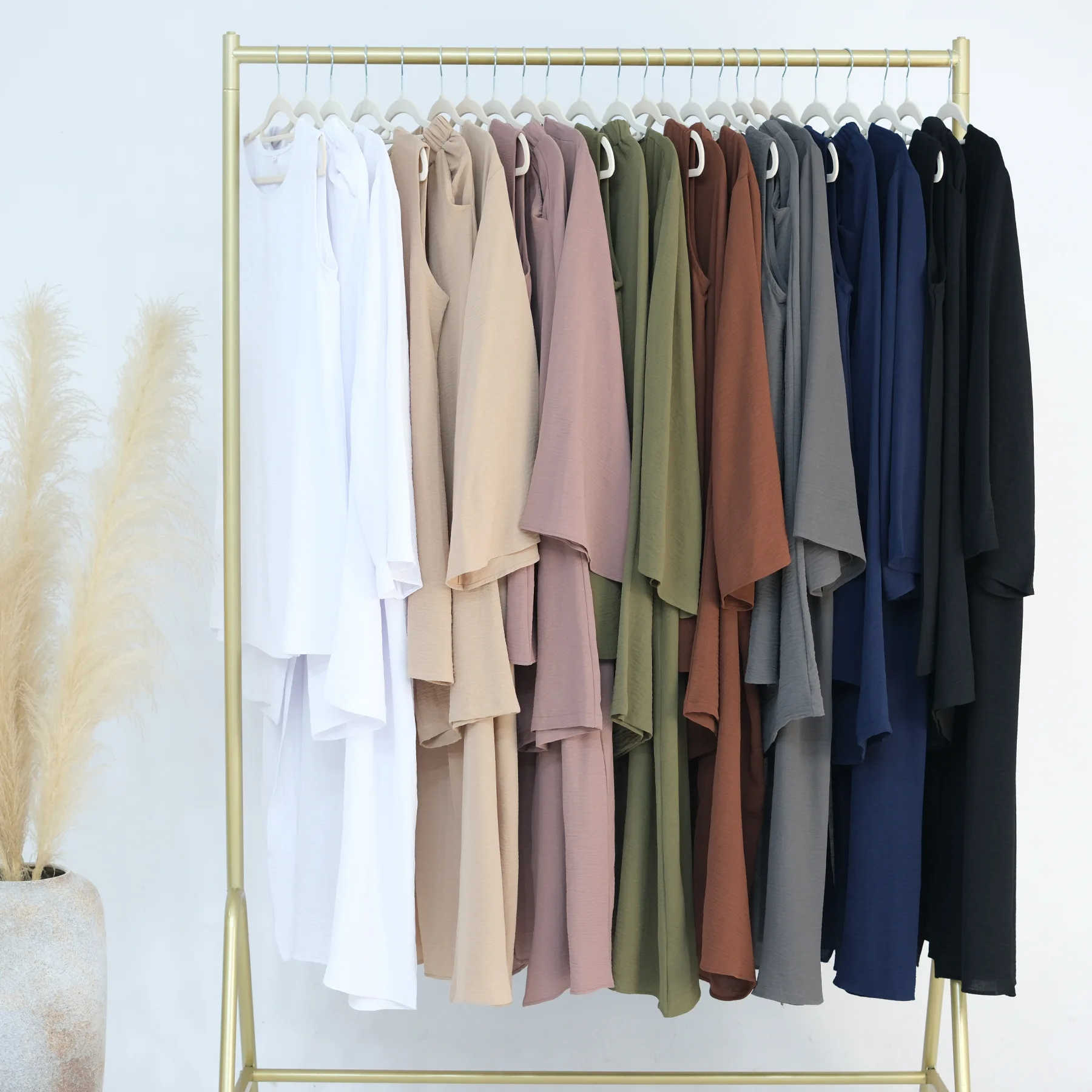 2024 Wholesale Custom Islamic Clothing Modest Dubai Jazz Crepe Cardigan Kimonos Women Muslim Dress Abaya Pants Three Pcs Sets