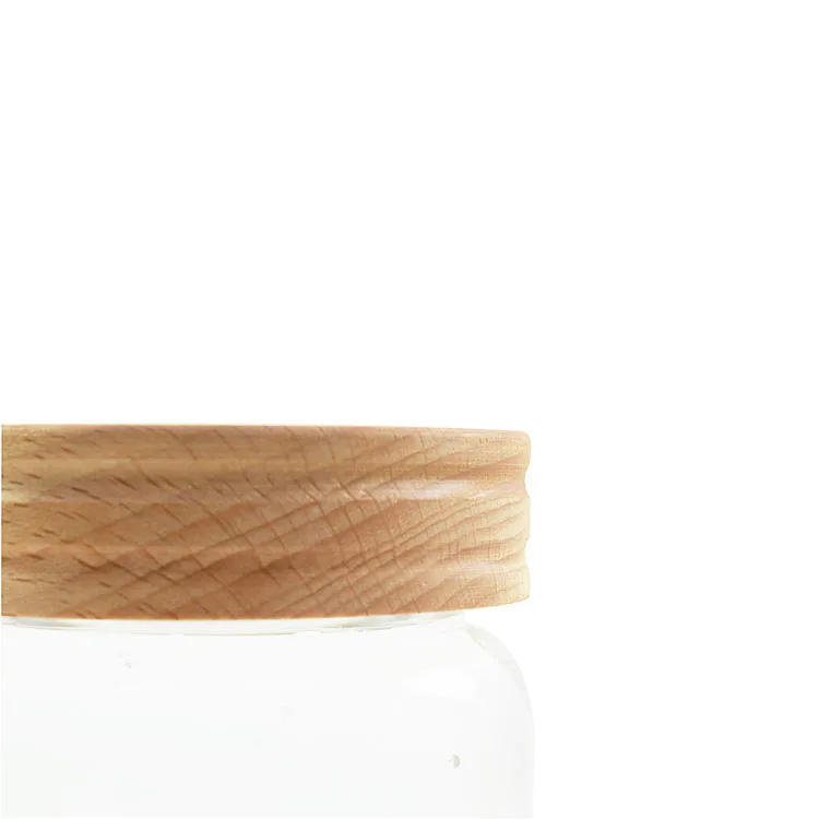 400ml 600ml 800ml food glass storage jar with wood screw lid
