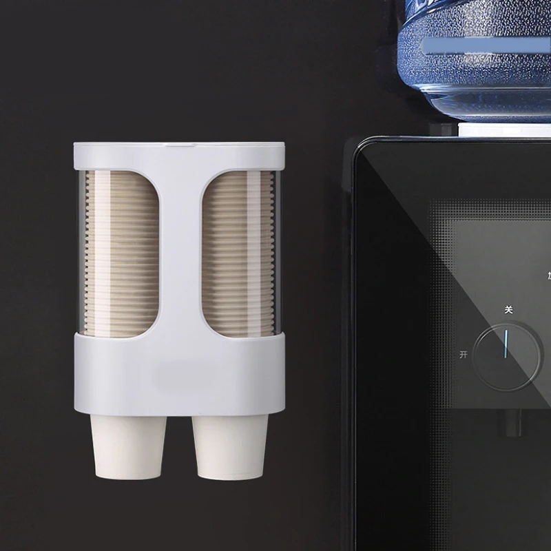 2021 hot selling high quality non punching wall mounted dust-proof double tube automatic disposable water dispenser cup