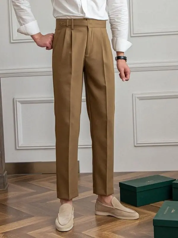 Spring and autumn Korean version of Naples design high waist straight pants British crisp anti-wrinkle casual pants men
