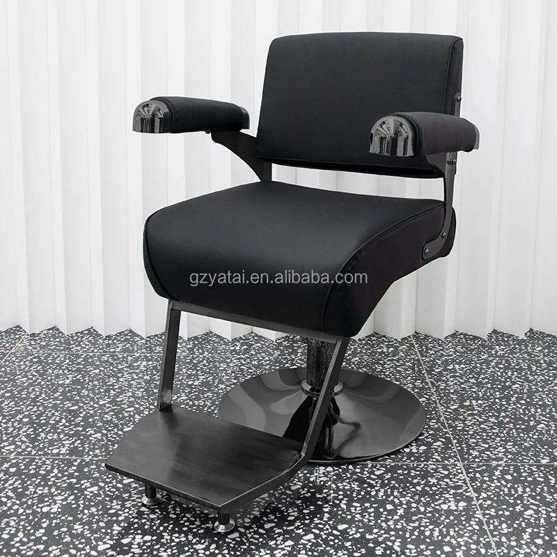 YATAI Stainless Steel Black Metal Barber Chair Synthetic Leather Rotating Lifting Armchair Salon Furniture Living Room