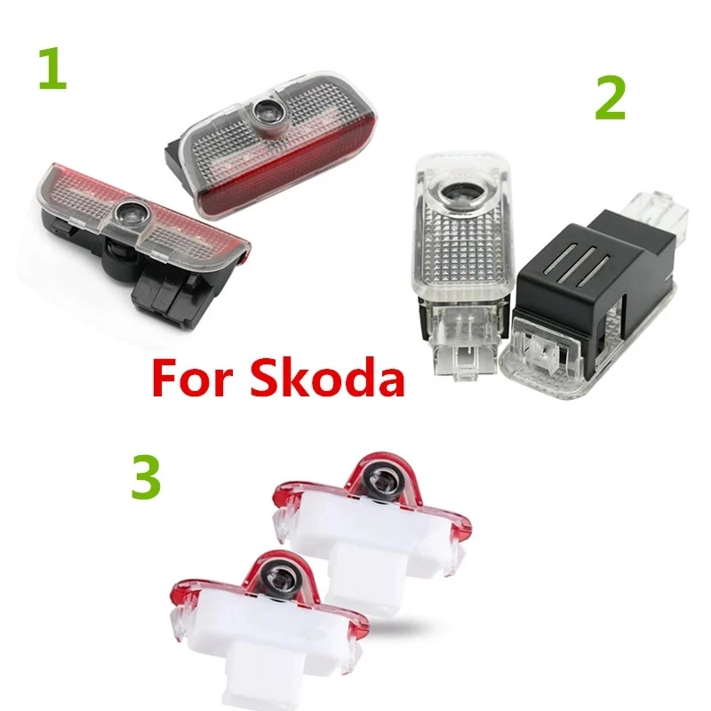 Car LED Door logo Welcome Light Laser Projector Ghost Light For Skoda Superb Roomster Febia Octavia A5 A7 Octavia 2 3 VRS