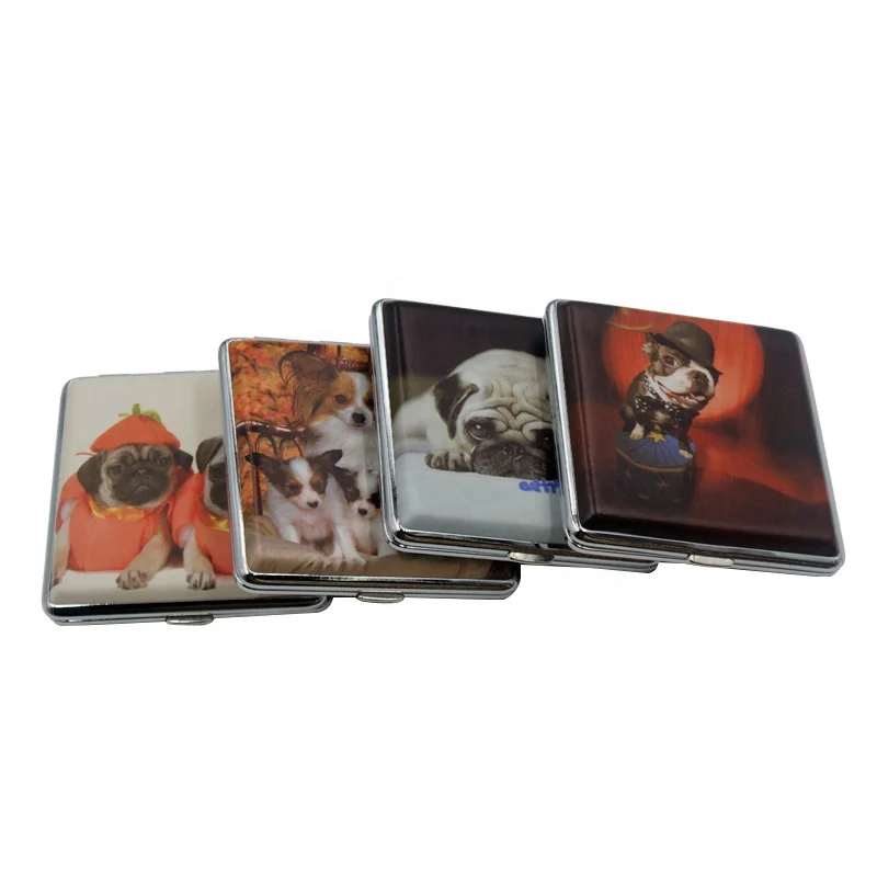 custom design metal cigarette case Linen Leather decorative pattern PU leather cigarette box professional smoking set hold 20pcs