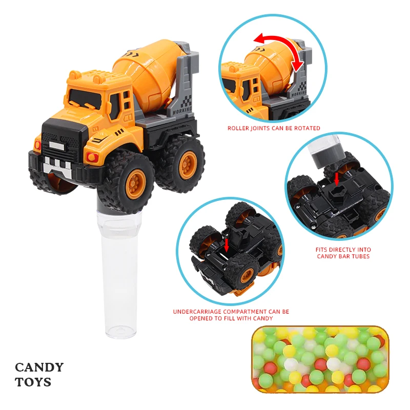 Cheap Candy Toys Funny 5 in 1 Assembled Engineering Vehicle Robot game Kids Hard Candy With Jelly Bean Small order acceptable