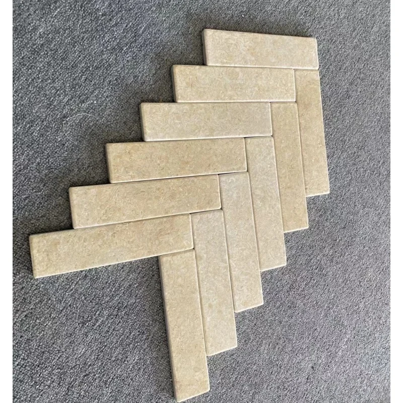 China natural tumbled and brushed Golds/ Yellow marble stone wall and floor tile 20X5X1 CM