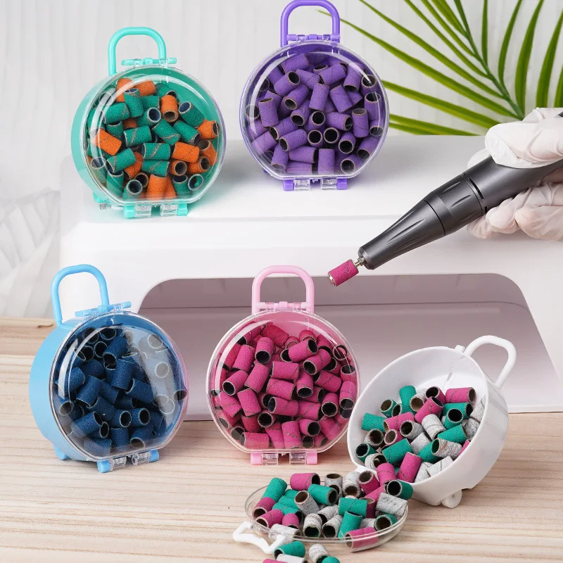 Customized Private Label Colorful Nail Drill Sanding Bands 80Pcs 180 240 Grit Small Barrel Nail Drill Bit Sanding Band Nail Tool
