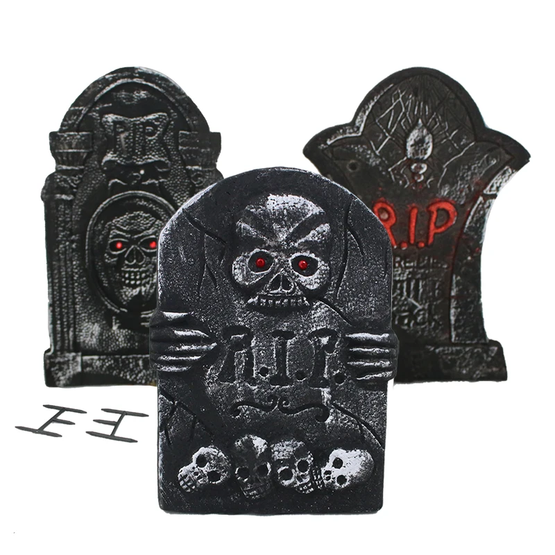 Felt Halloween Outside Foam Graveyard Tombstones Headstone Decorations Ornament With Rip Signs Yard Lawn Haunted House Decor