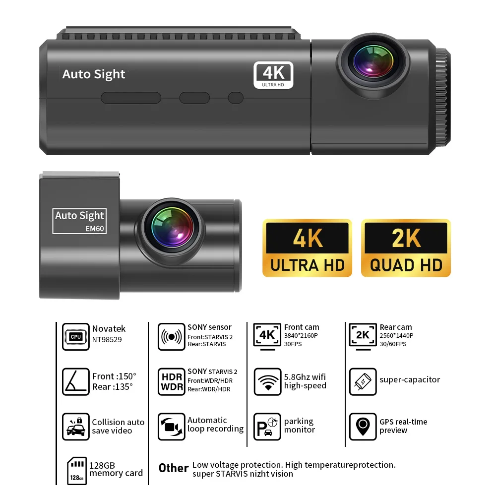 Auto Sight Wireless Dashcam Safety Net Camera 4k Car Camera With GPS User Manual Super HD 1296P Car Camera DVR Video Recorder