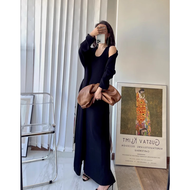 customized Women Long Sleeve  dubai muslims Sweater robe maxi Dresses Knitted Jumper cape Dresses