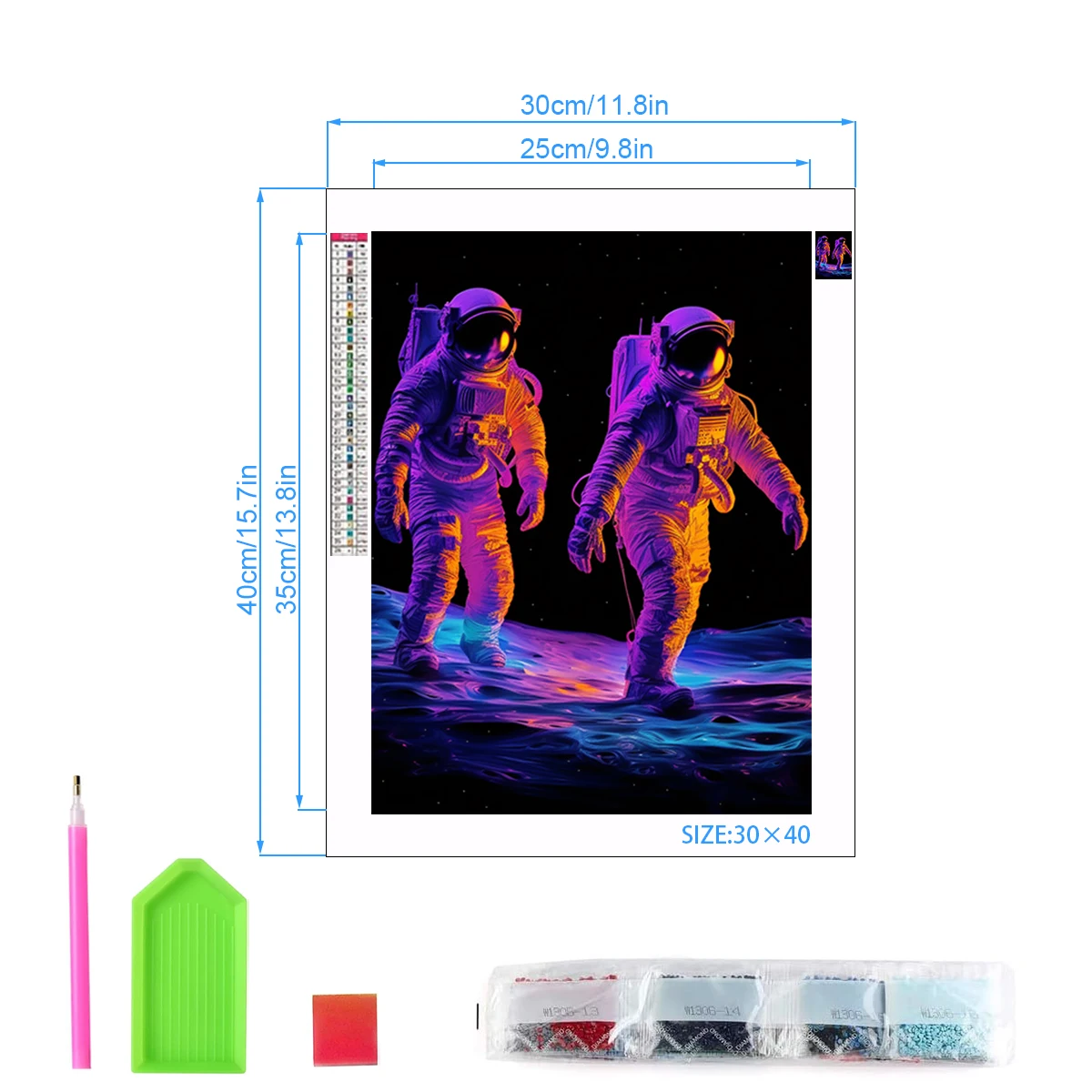 5D Diamond Painting Kit Astronaut DIY Diamond Painting Round Full Crystal Diamond Embroidery Painting Craft for Home Office Wall