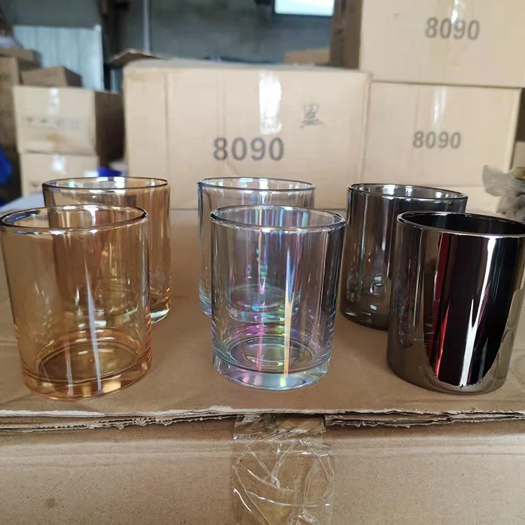 7 унций 10 унций домашний Декор современный уникальный пустой роскошный цветной стеклянный подсвечник на заказ с деревянной металлической крышкой