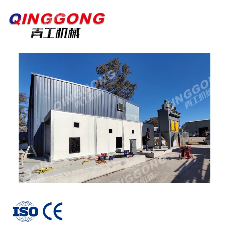 large welding steel structure and shipyard motor shell big workpieces derusting sandblasting room