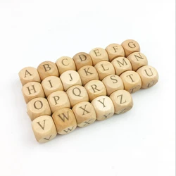 14mm DIY Name Small Wooden Alphabet Custom Personalized Engraved Beads