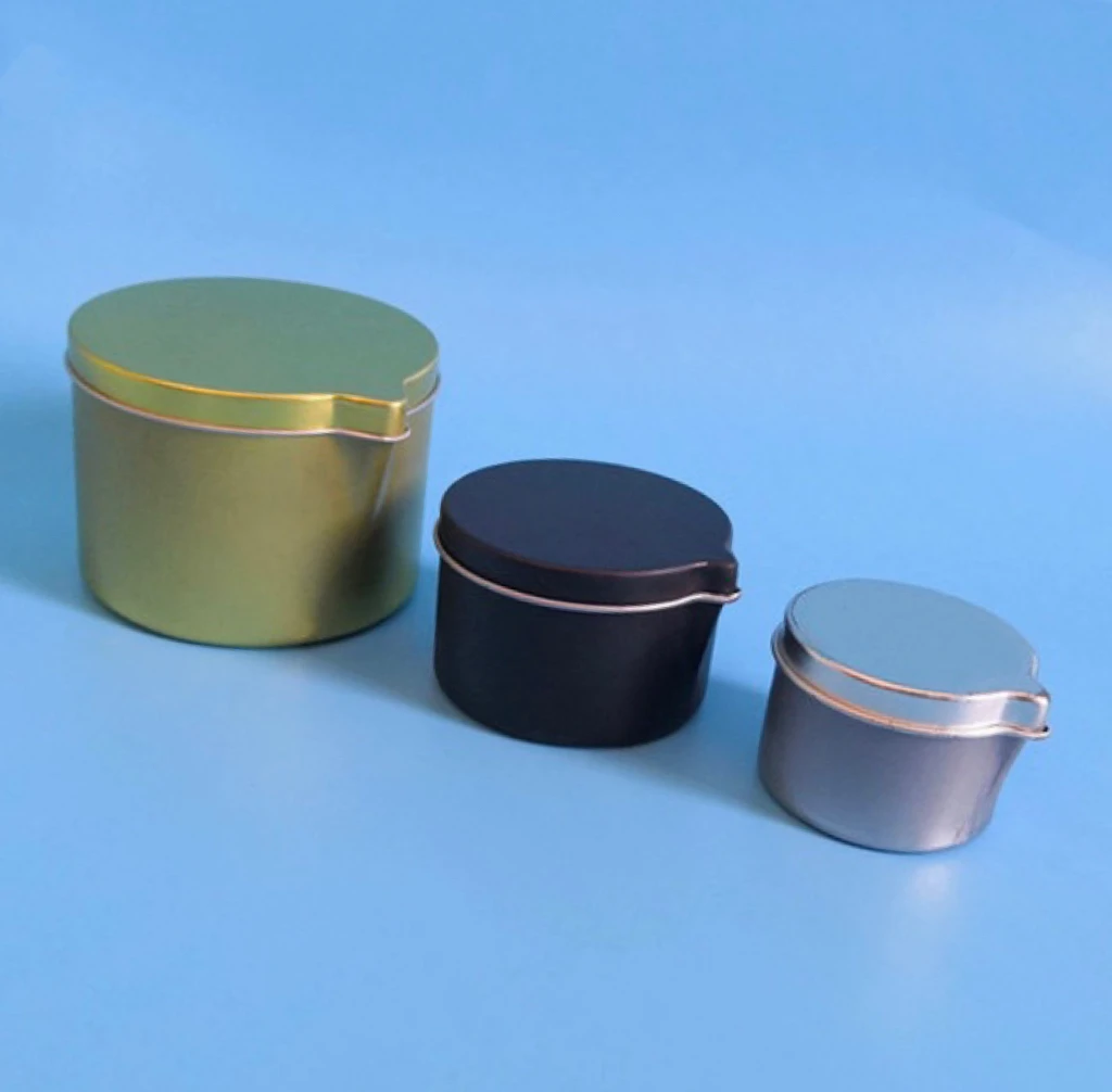 Creative 1.5oz 4oz 6oz Empty Container Metal Wax Storage Massage Candle Tin Jars with Pouring Spout
