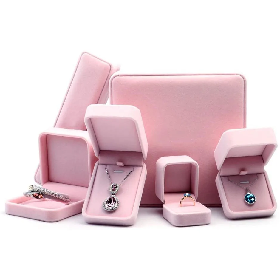 Wholesale Custom Logo Velvet Jewelry Box Luxury Earring Bracelet Necklace Ring Box Storage velvet jewelry box