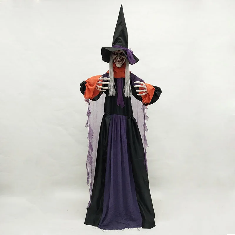Wholesale Halloween Sound Sensor Liefsize Talking Creepy Electric Animated Standing Witch Grim Reaper for Yard Decor
