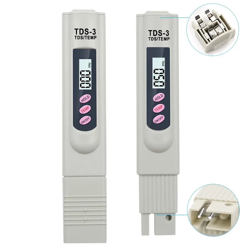 Handheld TDS Digital Water Tester Portable Water Quality Analysis Meter Water Purity Check Test Pen 0-9999 ppm Measurement TDS-3