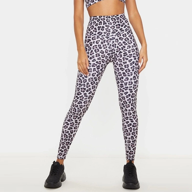 Good Quality Yoga Two Piece Set High Waisted Leopard Sports Bra & Gym Leggings Set Retail Sale Gym Biker Yoga Sets