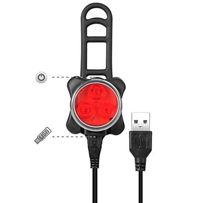 Bicycle Accessories Tail Light Cycling Safety Warning USB Rechargeable LED Bike Light