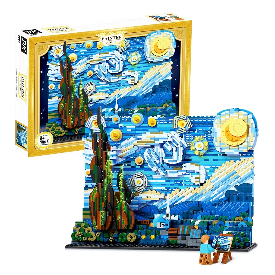 Vincent Van Gogh звездная ночь строительные блоки художественная живопись 1830 шт. набор кирпичей украшения для дома развивающие игрушки