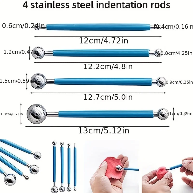 16 pieces of ceramic polymer silicon clay carving tool Wood handle double end carving ceramic process carving smooth modeling
