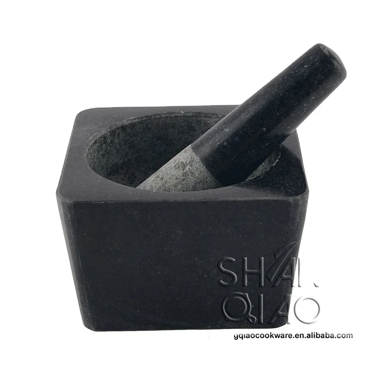 
Amazon Hot Selling Classic Design Square Mortar and Pestle Natural Granite Pestle and Mortar Bowl 