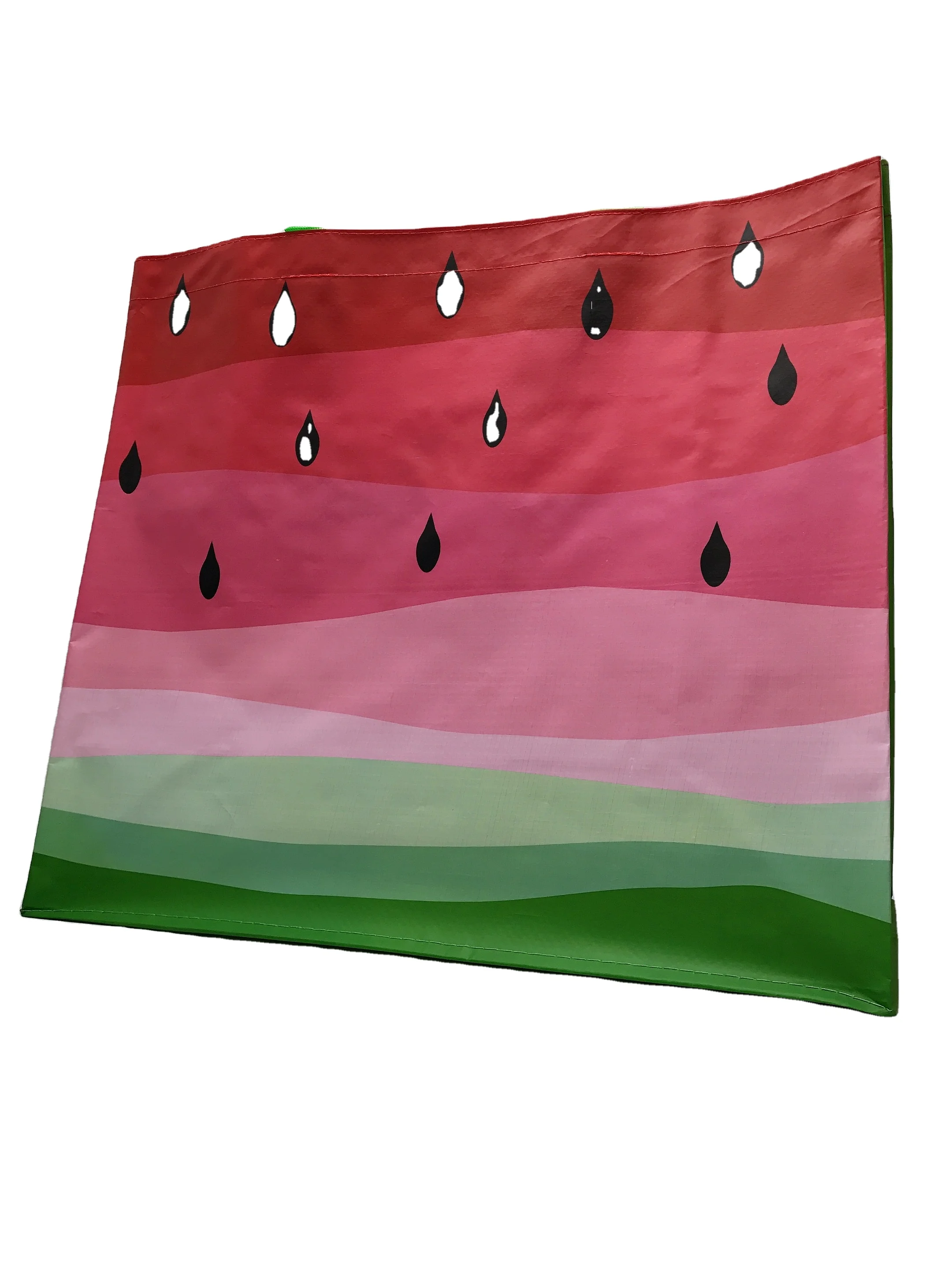Promotional watermelon Gravure printing reusable 140gsm PP Material Laminated Shopping tote Bags for Walmart