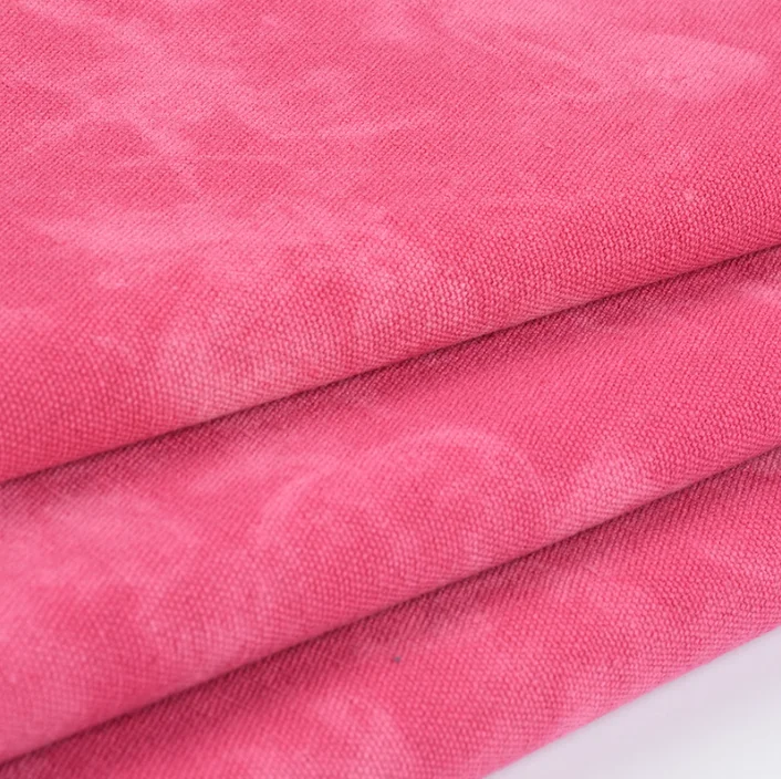 Wholesale 21s*21s 230gsm 8oz 100%Cotton Washed Pure Cotton Tie Dyed Canvas Woven Fabric for Bags Shoes Hats
