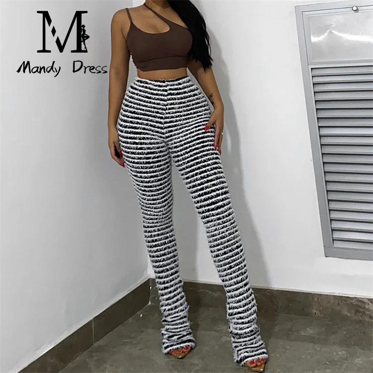 Boutique Ladies Casual Bottoms Stripe High Waist Street Wear Fall Womens Long Pants