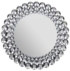 Wholesale Modern Round Jeweled Accent Mirror Shinny Crystal Wall Mirror For Home Hotel Furniture