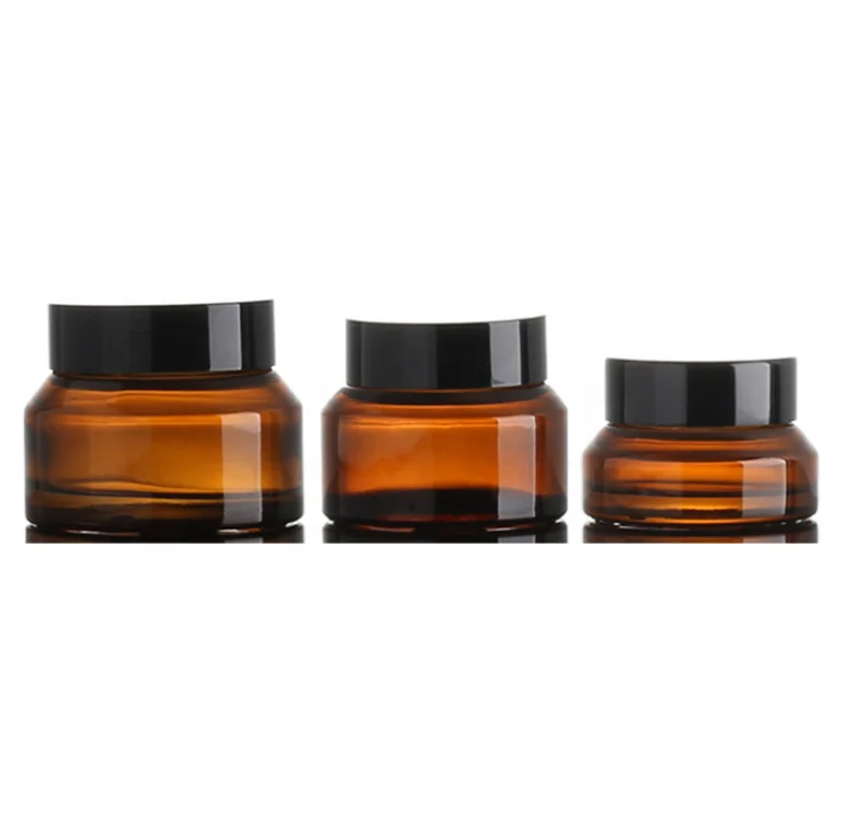  Low MOQ Cosmetic Green Amber Glass Jar for Face Cream 15g 30g