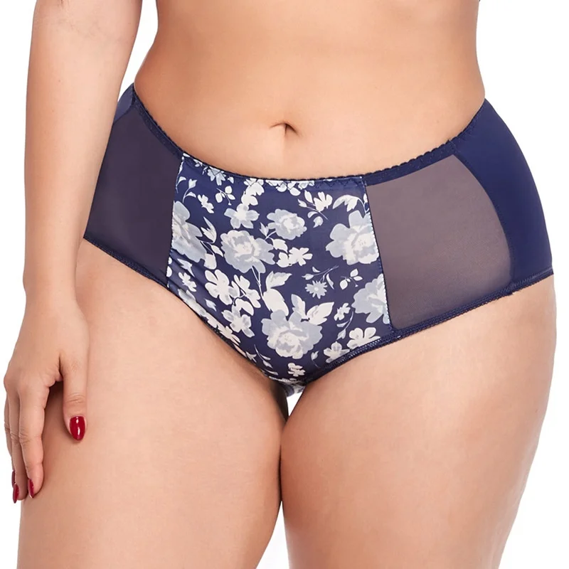 Upgraded Women Hipsters Sheer Scallop Contrast Lace Embroidered Breathable Print Period Panties Plus Size Briefs Panty for Women