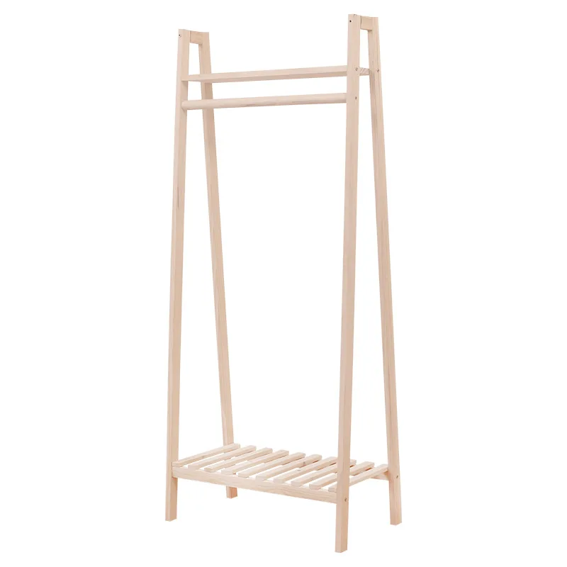 bamboo tree garment clothes coat hat umbrella portable hanger stand rack with 3-tier storage shelves and hooks