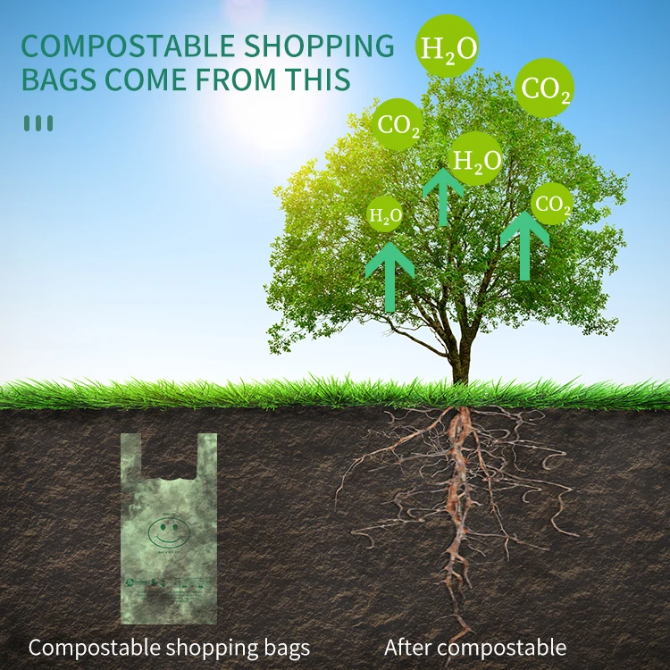 PLA биоразлагаемые BPI печатные Заказные OEM логотипы Compostable хозяйственные сумки с