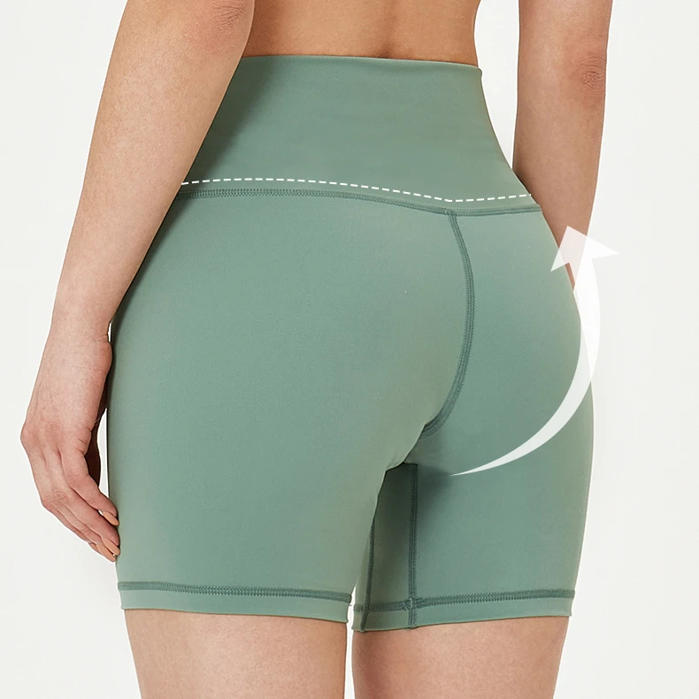 Wholesale Custom Hot Sale Solid Color Yoga Pants Three-point Naked Tight Elastic Breathable High Waist  Sports Shorts