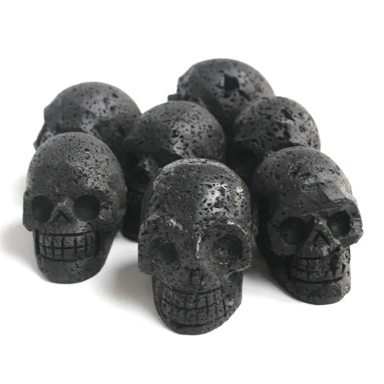 Factory wholesale hand carved 2 inches natural lava stone skulls