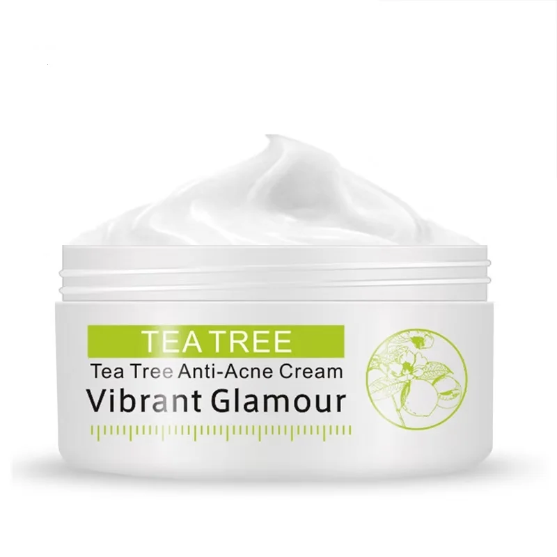 VIBRANT GLAMOUR Tea Tree Anti-Acne Face Cream Oil Control Shrink Pores Acne Cream Nourish Whitening Acne Scar Remove Skin Care
