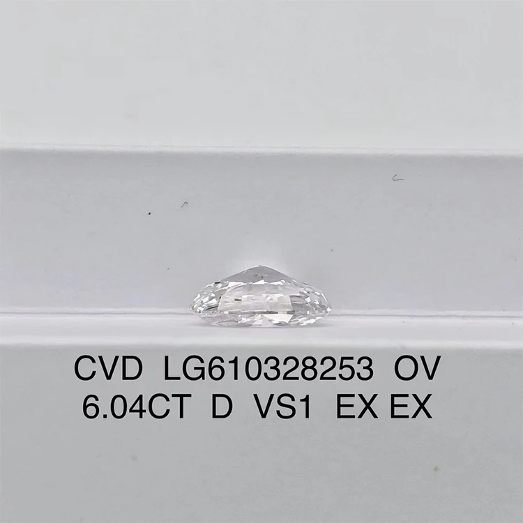 Redleaf Wholesale Lab Diamond White oval cut VS1 D  6.04 CT IGI Certificate CVD Lab Grown Diamond