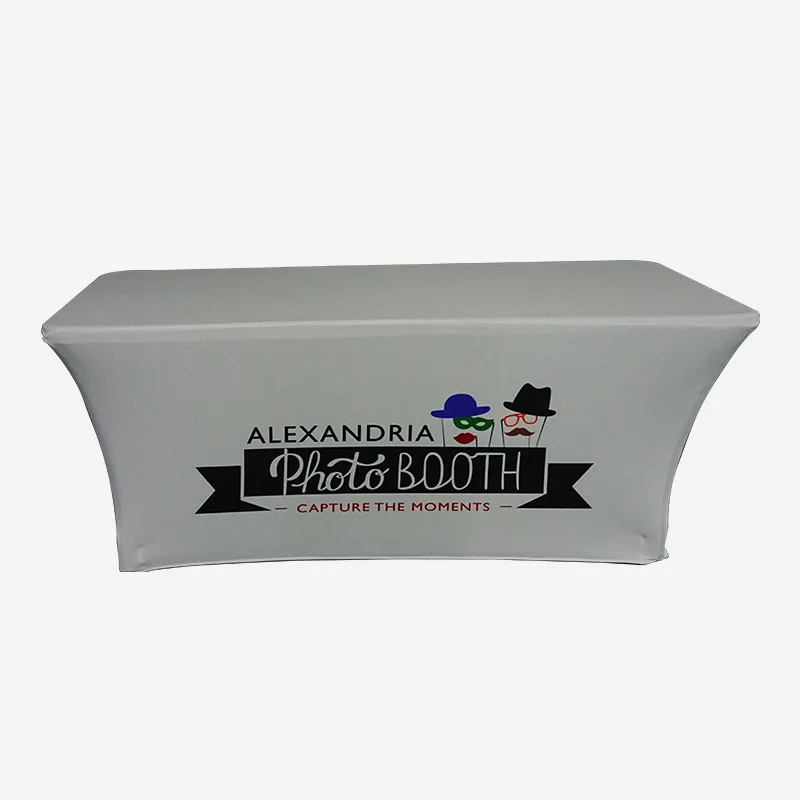 Custom Printing any logoany design polyester waterproof fitted stretch spandex table cover table cloths for trade show