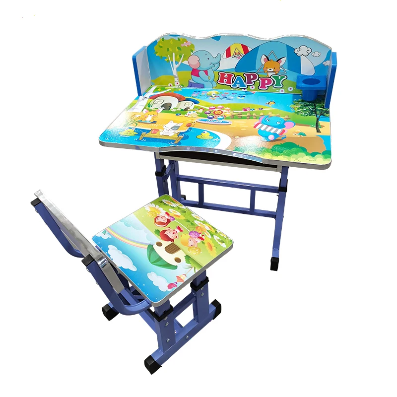 Wholesale Modern School Furniture Plastic Height Adjustable Kids Study Table and Chair Set Reading Table for Kids Children 15mm