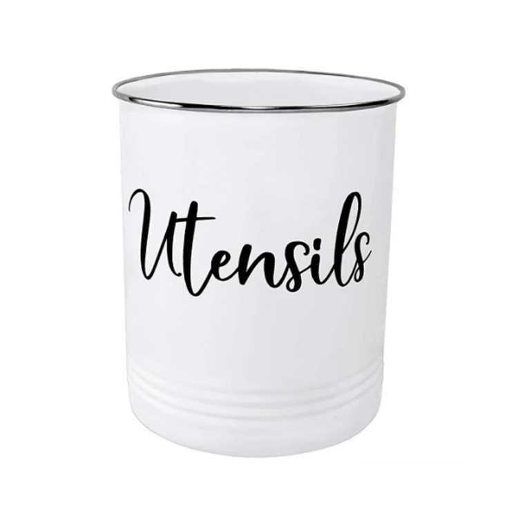 Kitchen goods Modern Farmhouse Kitchen Decor White Galvanized Metal flatware cutlery caddy holder