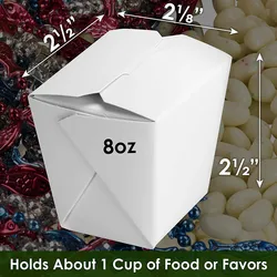 Custom Microwavable White Chinese 8 oz Mini Take Out Boxes Stackable Pails are Recyclable Treat Box for Restaurant Paper