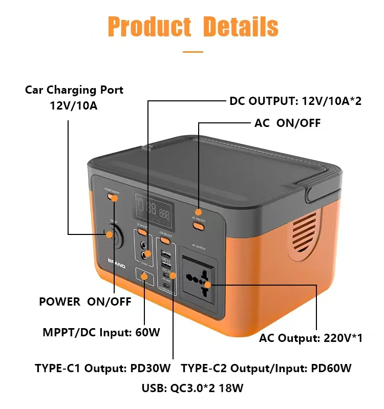 PowMr 300W 320WH Outdoor Portable Power Station Rechargeable Solar Portable Power Bank Lithium Battery