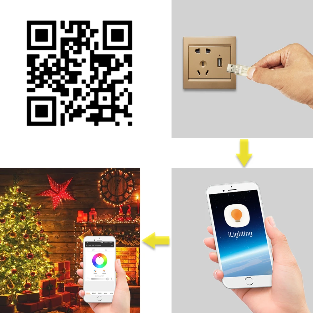 Рождественское Освещение для дома, украшение для событий, светодиодная уличная гирлянда, резиновый кабель для управления мобильным телефоном