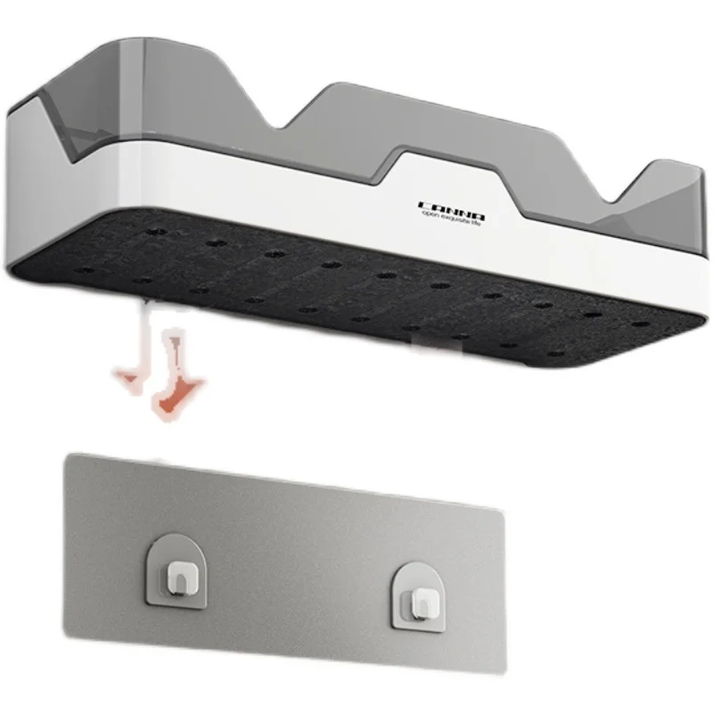 Large Capacity Wall Hanging Bathroom Shelf Shower Shelves Adhesive Plastic Bathroom Shelf