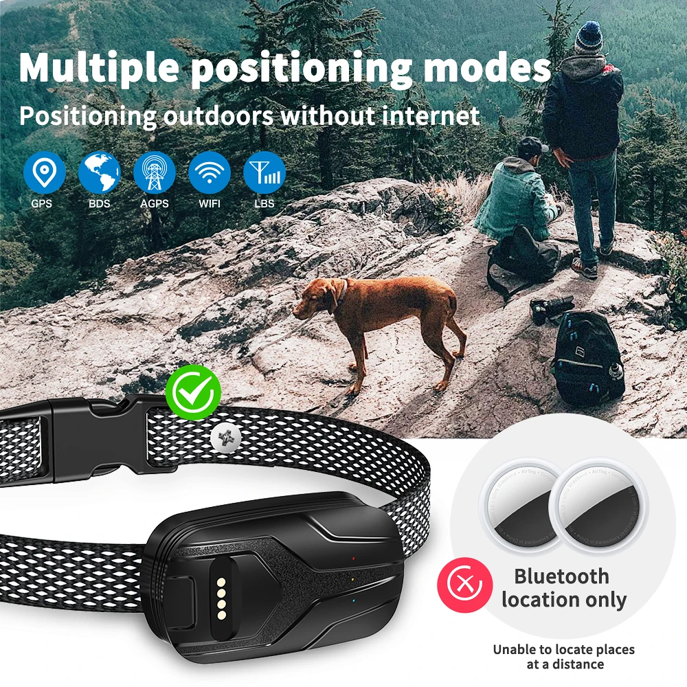 Outdoor Camping Hunting Pet Anti-lost Device 4G WIFI Pet Dog Tracking GPS Tracker Collar With Voice Call and Geo-Fence