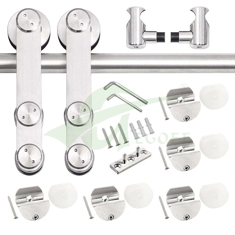 Frameless Glass Accessories Barn Door Hardware Kit Stainless Steel Bathroom Sliding Shower Door Rail System Hardware