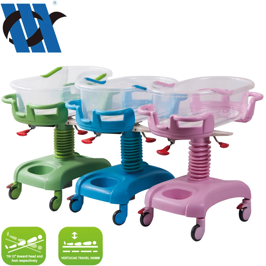 BDB08 Hospital Baby Bassinet Baby Cart Infant Bed With Tray And Adjustable Height Baby Cot Children Hospital Bed