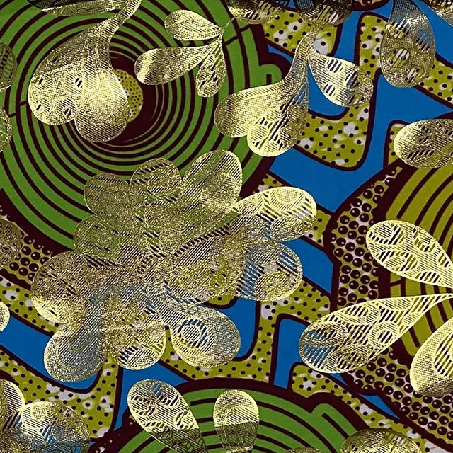 Customized LOGO 100% Polyester  Super Gold Wax Prints Holland Golden Wax Pagne Africain fabrics for clothing