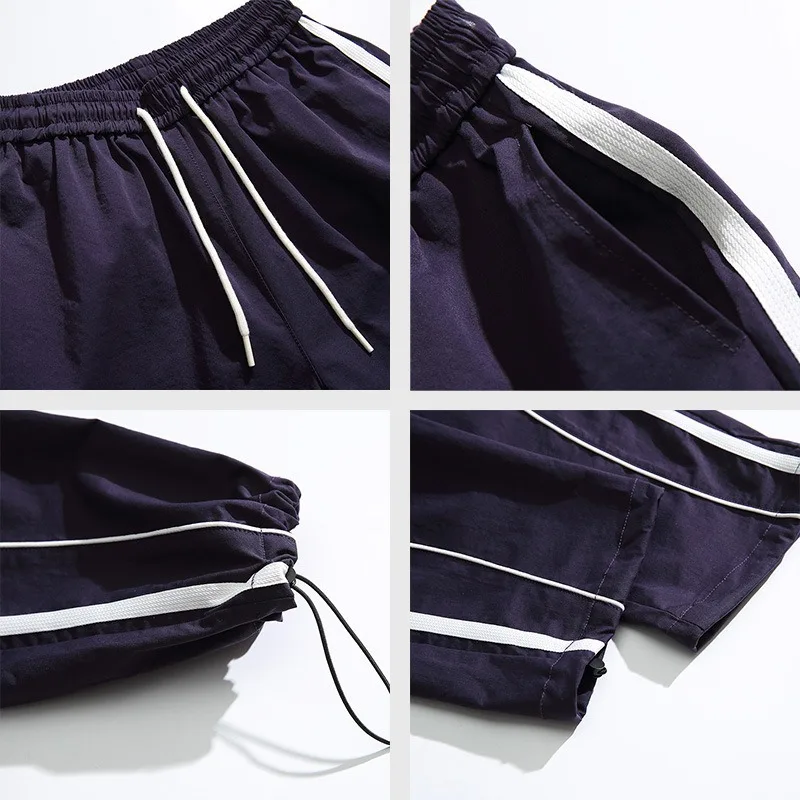 custom stacked y2k pants for ladies wide leg Waffle flare sweat pants baggy Striped flared track knit belt flare sweat pants men